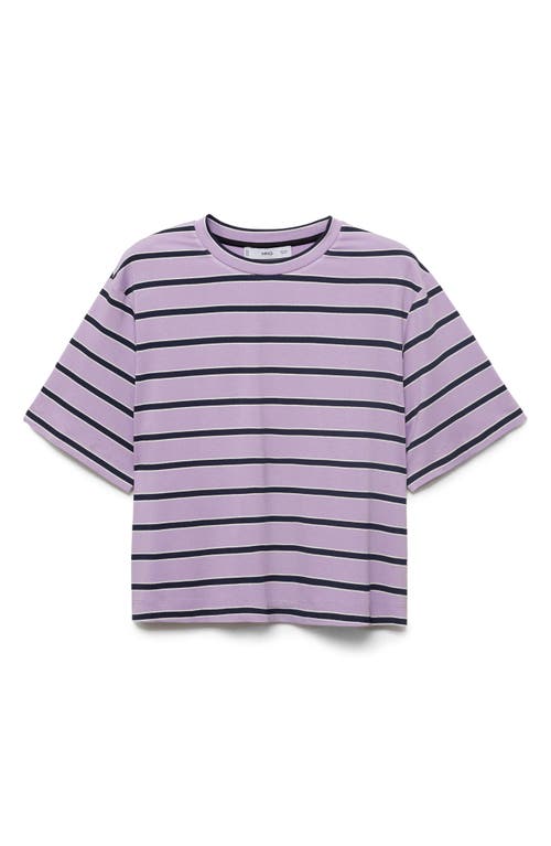 Mango Stripe Oversize Jersey T-shirt In Purple