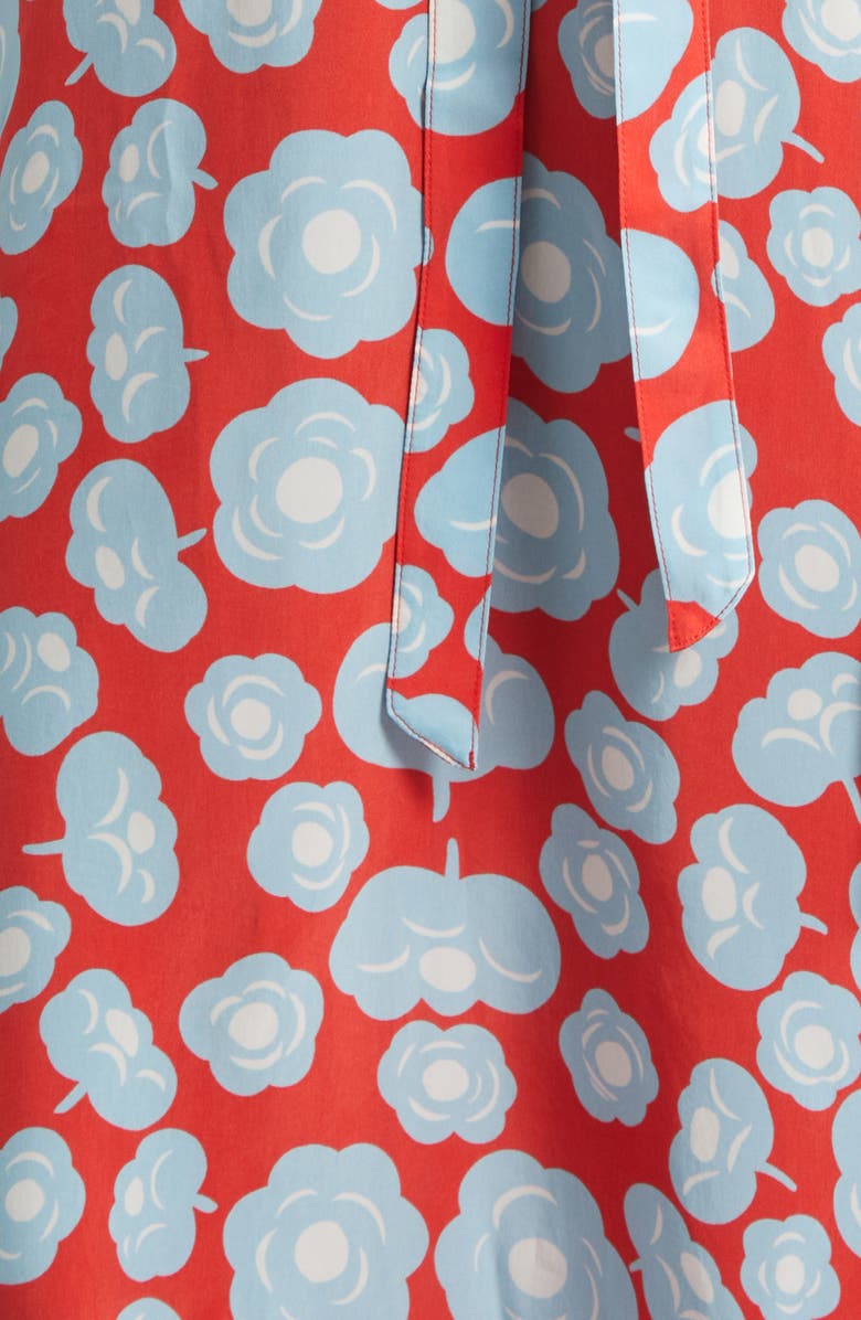 Marimekko Combu Tumma Floral Long Sleeve Dress, Alternate, color, Light Blue Red Off-White