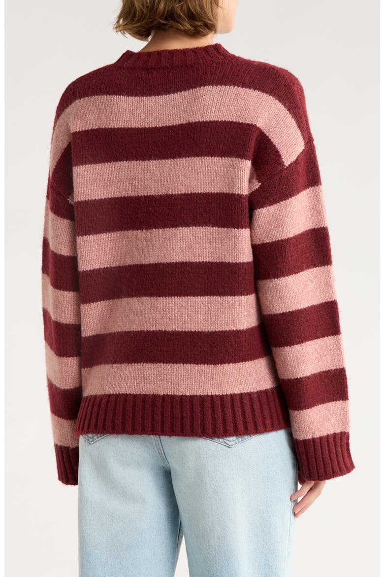 Mossy Stripe Sweater, Alternate, color, OXBLOOD COMBO