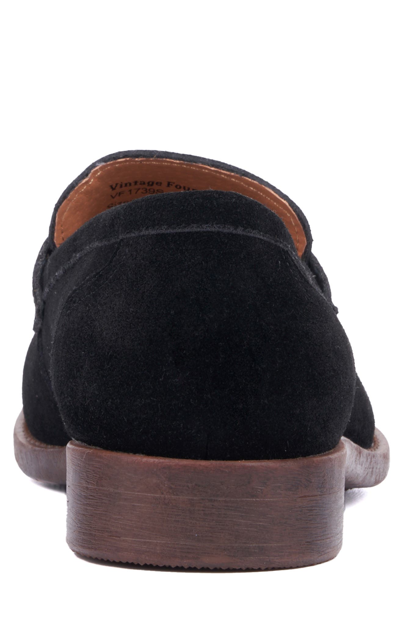 VINTAGE FOUNDRY Harry Apron Toe Penny Loafer, Alternate, color, Black Suede