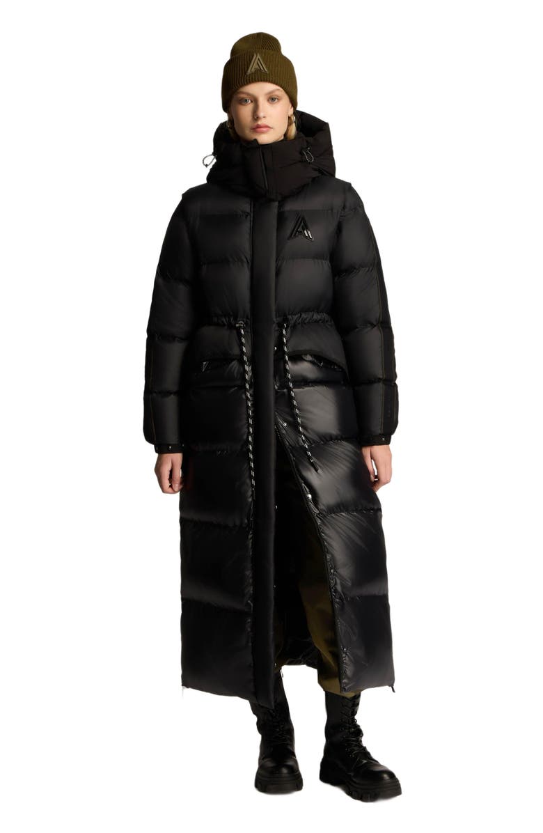 Alpenhaus Tingwick 2-in-1 Maxi Puffer with Removable Sleeves, Main, color, Black