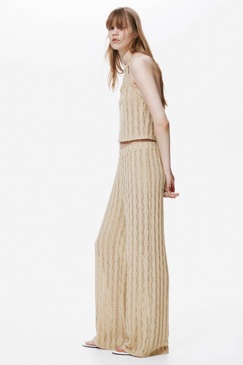Knitted Pull-on Trousers, Alternate, color, Beige