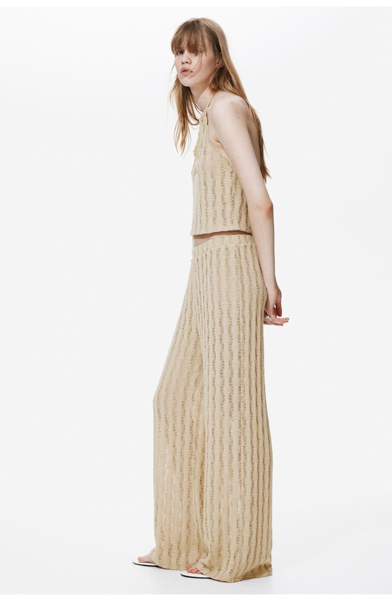 H&M Knitted Pull-on Trousers, Alternate, color, Beige