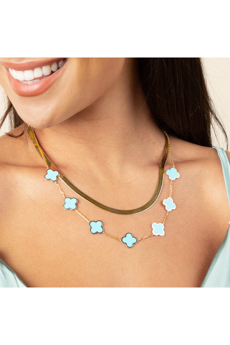 Large Herringbone Necklace, Alternate, color, Yellow Gold