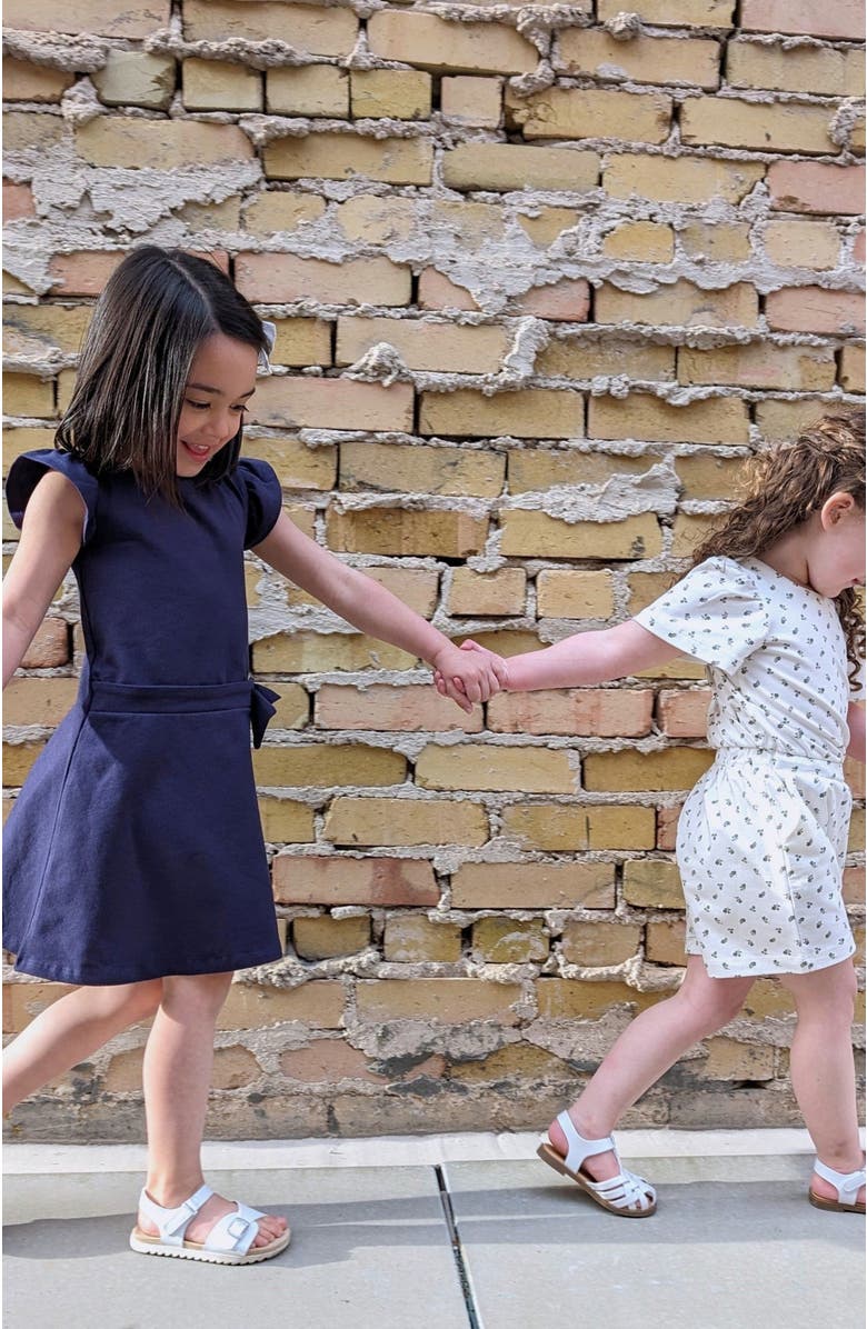 Hope & Henry Girls' Flutter Sleeve Knit Drop Waist Dress Made with Organic Cotton, Toddler, Alternate, color, 