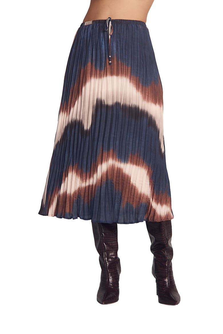 Pleated Midi Skirt, Main, color, MIDNIGHT TIDES PRINT