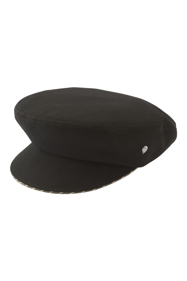 Cotton Baker Boy Cap, Main, color, BLACK/ BLACK