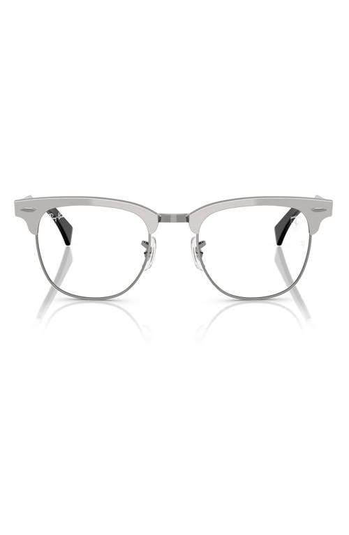 Ray Ban Ray-ban X Scuderia Ferrari 51mm Square Optical Glasses In Silver