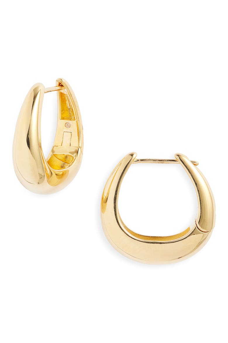 Demi Fine Crescent Huggie Hoop Earrings, Main, color, 14K GOLD PLATED