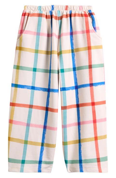 Kids' Rainbow Check Barrel Leg Cotton Pants (Baby, Toddler & Little Kid)