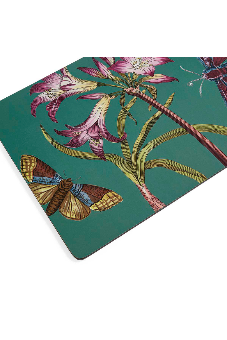 Botanic Garden Flora & Fauna Set of 4 Cork Back Placemats, Alternate, color, Multi