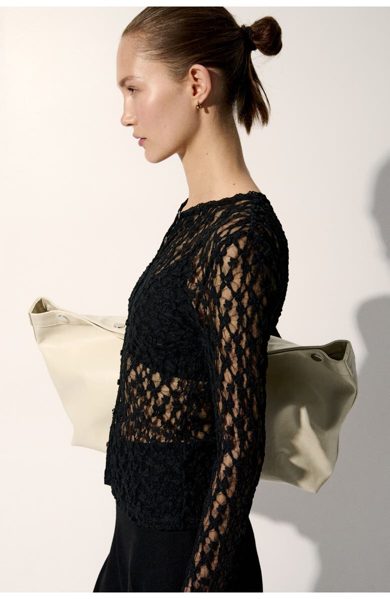 H&M Lace-look cardigan, Alternate, color, Black