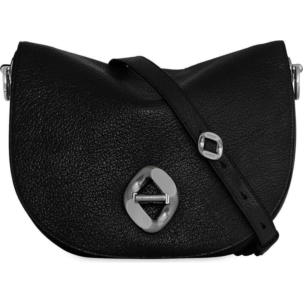 Rebecca Minkoff Large Saddle Leather Shoulder Bag In Black
