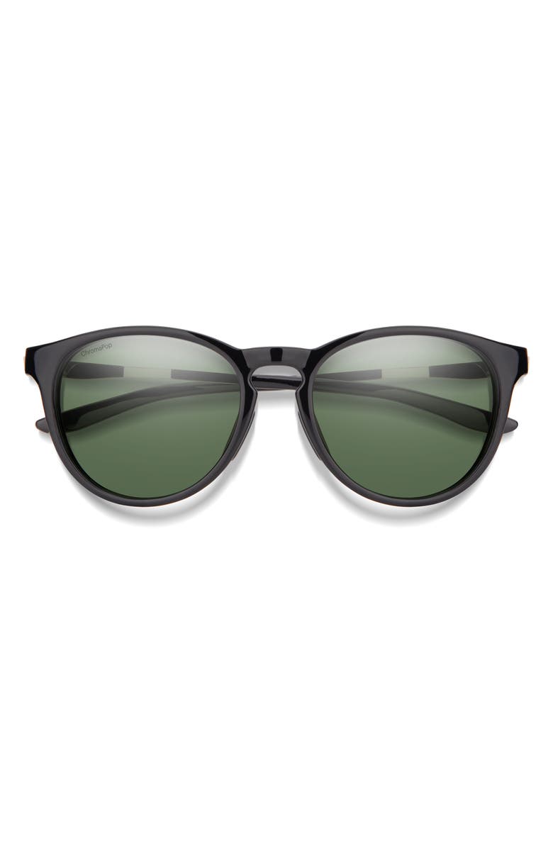 Smith Wander 55mm ChromaPop<sup>™</sup> Polarized Round Sunglasses, Main, color, Black / Grey Green