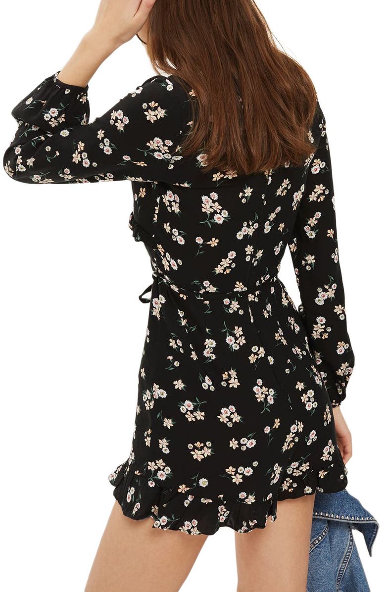 Topshop Floral Wrap Frill Romper, Alternate, color,