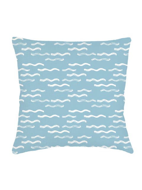 Wave Pool Blue Linen Euro Pillow 26x26 with Down Insert