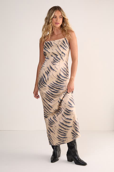 Cowl Back Strappy Maxi Dress