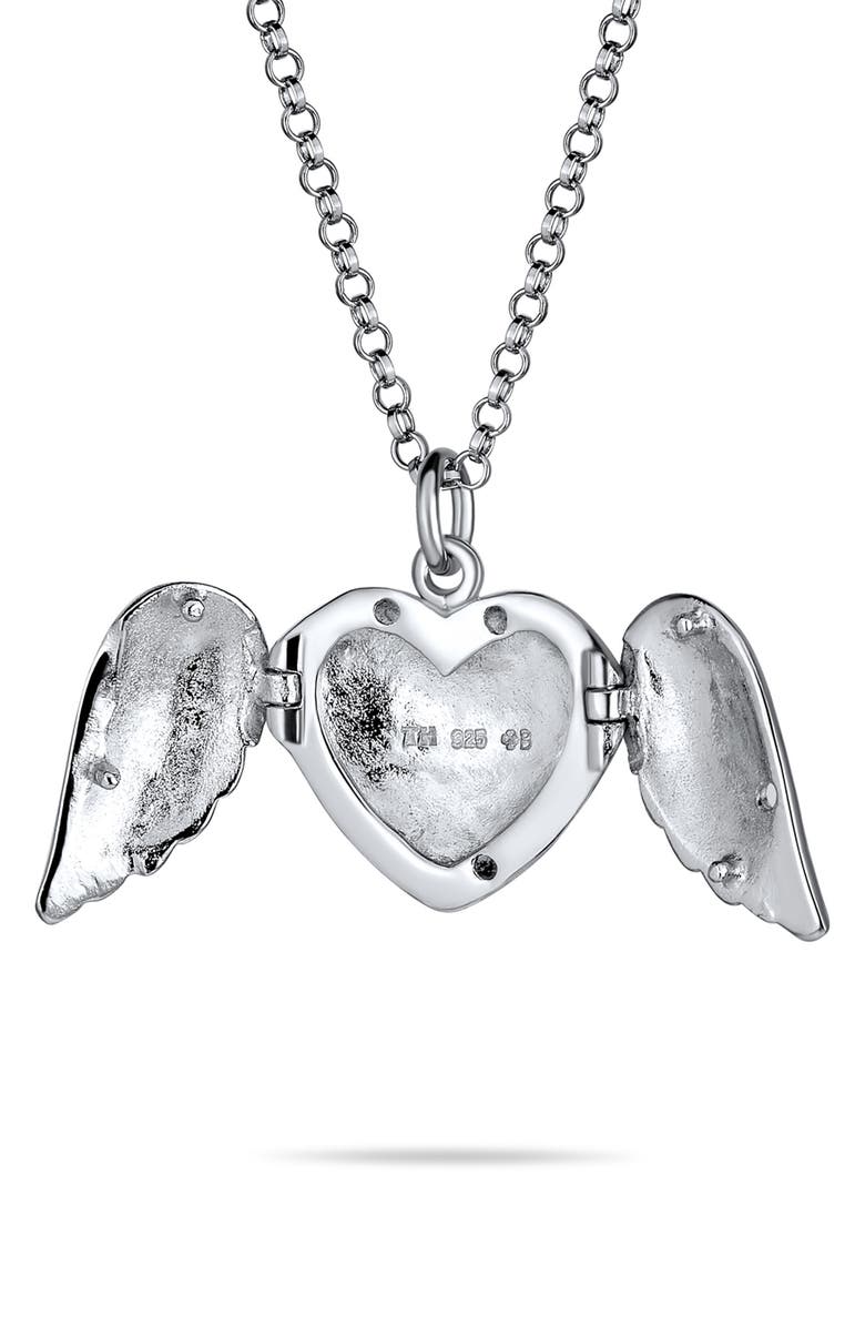 BLING JEWELRY Guardian Angel Wing Necklace, Alternate, color, Silver