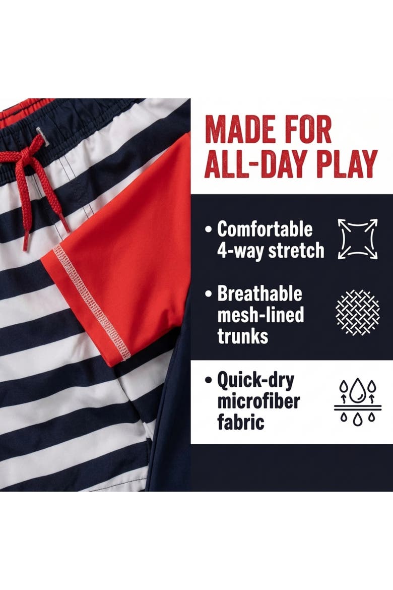 Nightmare Before Christmas Jack Skellington 2-Piece Rash Guard and Swim Trunks Set, Alternate, color, Jack Skellington Red