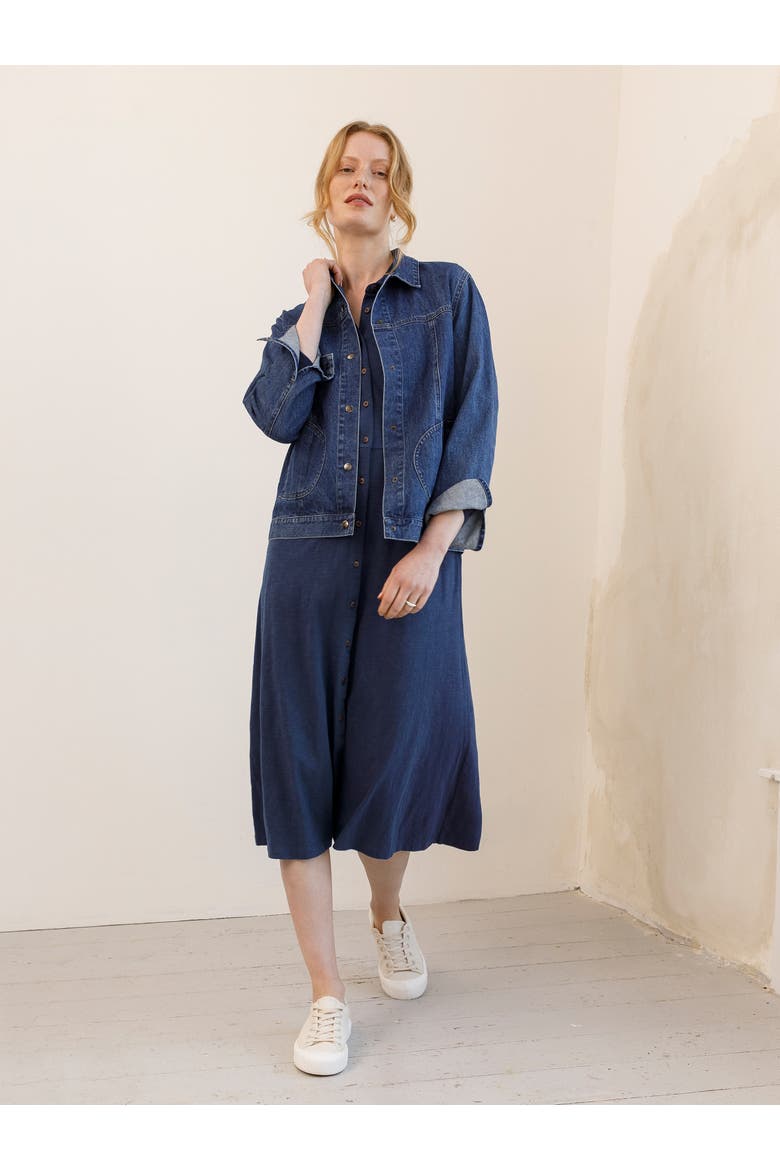 Slub Jersey Shirt Midi Dress, Alternate, color, DARK NAVY
