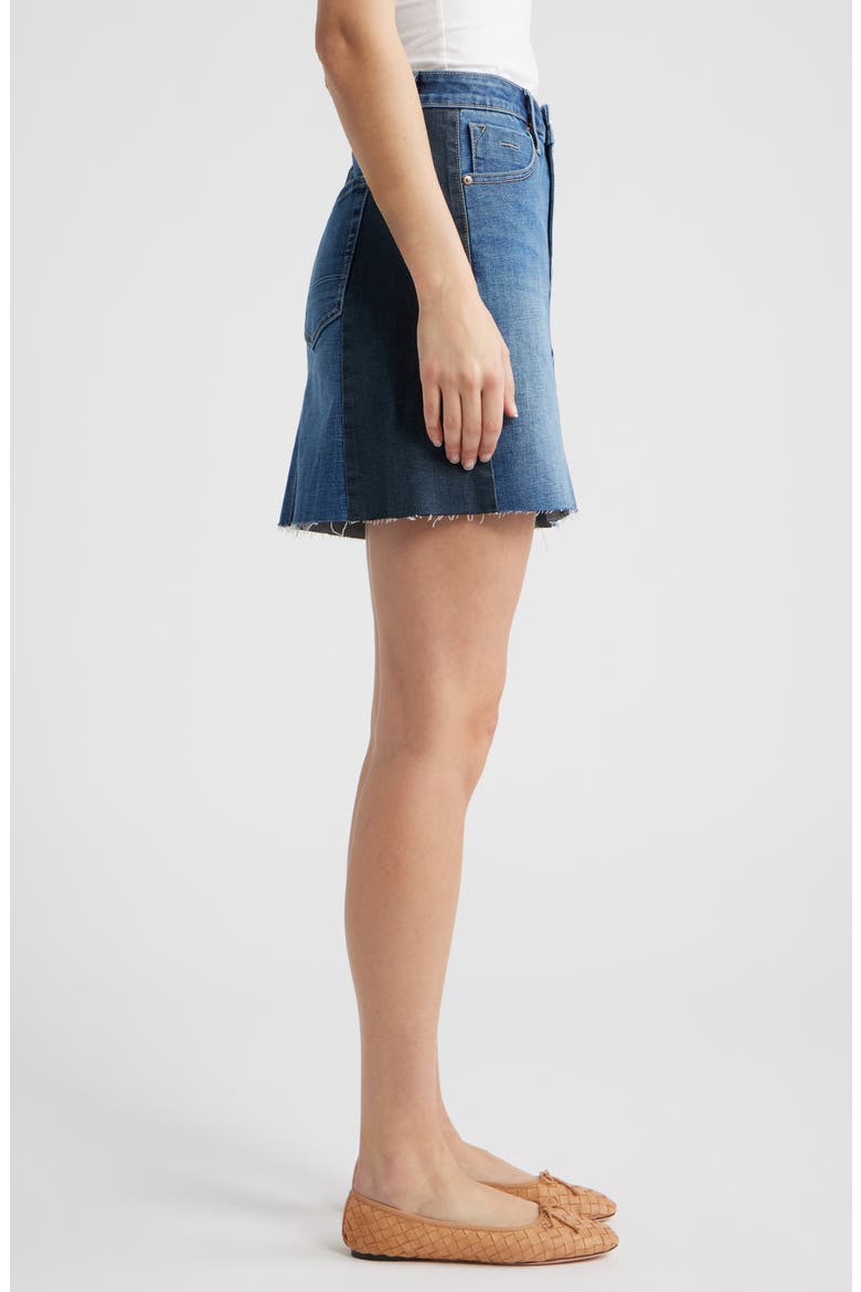 Colorblock Denim Miniskirt, Alternate, color, DARK VINTAGE WASH