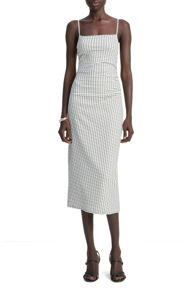 Ruched Tank Dress, Main, color, WHITE/ BLACK COMBO