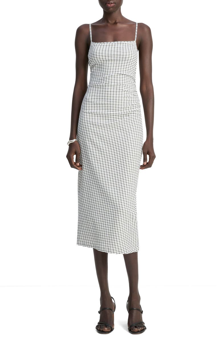 Vince Ruched Tank Dress, Main, color, White/ Black Combo