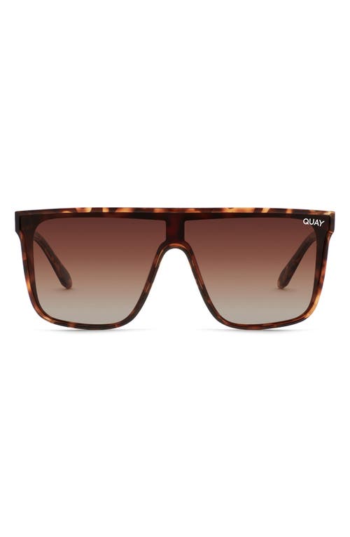 Quay Australia Nightfall 52mm Polarized Oversize Shield Sunglasses in Tortoise Gold/Brown Polarized