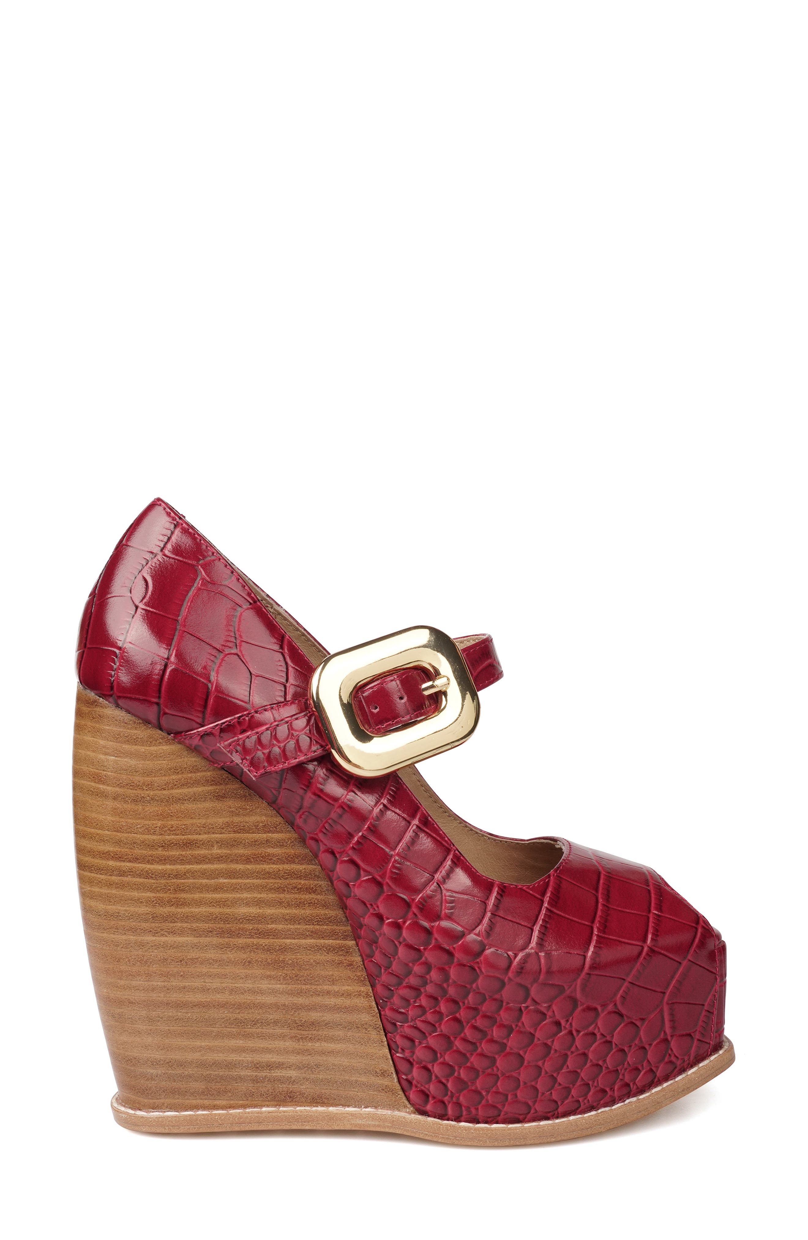 ZIGI Philipah Peep Toe Platform Wedge Sandal, Alternate, color, Red Croc L