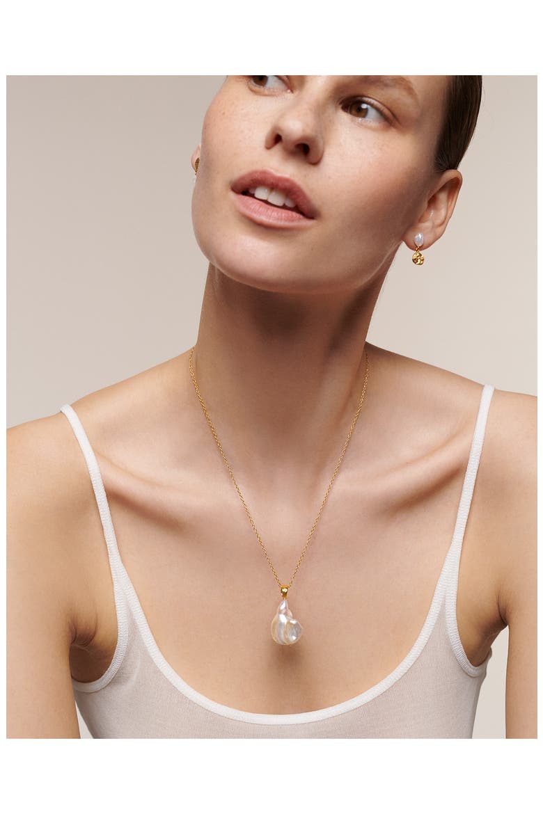 Capri Teardop Freshwater Pearl Pendant Necklace, Alternate, color, 18CT GOLD VERMEIL