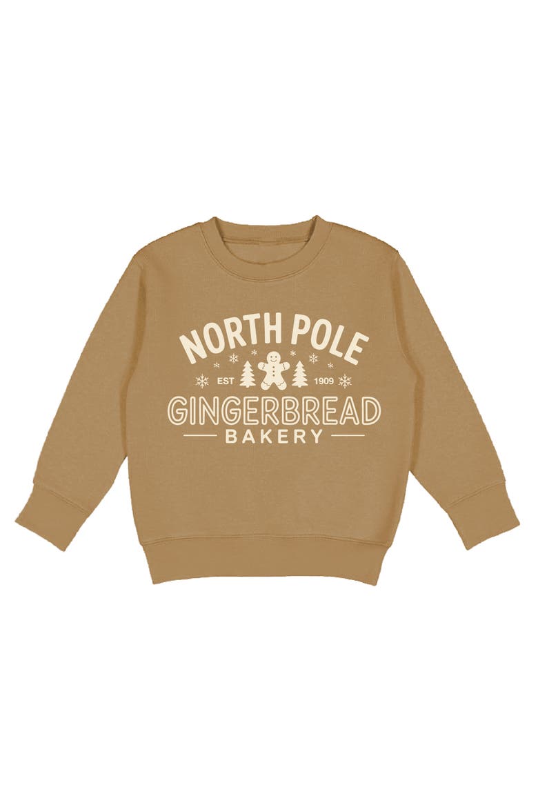 North Pole Gingerbread Christmas Sweatshirt, Main, color, Mocha