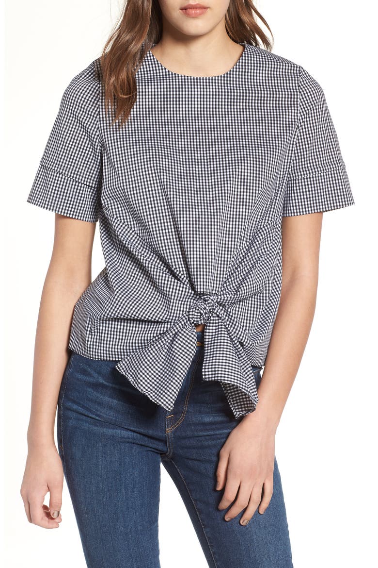 Gingham Tie Front Blouse video