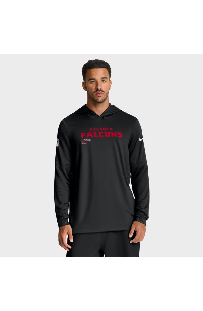 Nike Men's Nike Black Atlanta Falcons Sideline Pure Fury Performance Long Sleeve Hoodie T-Shirt, Alternate, color, Black
