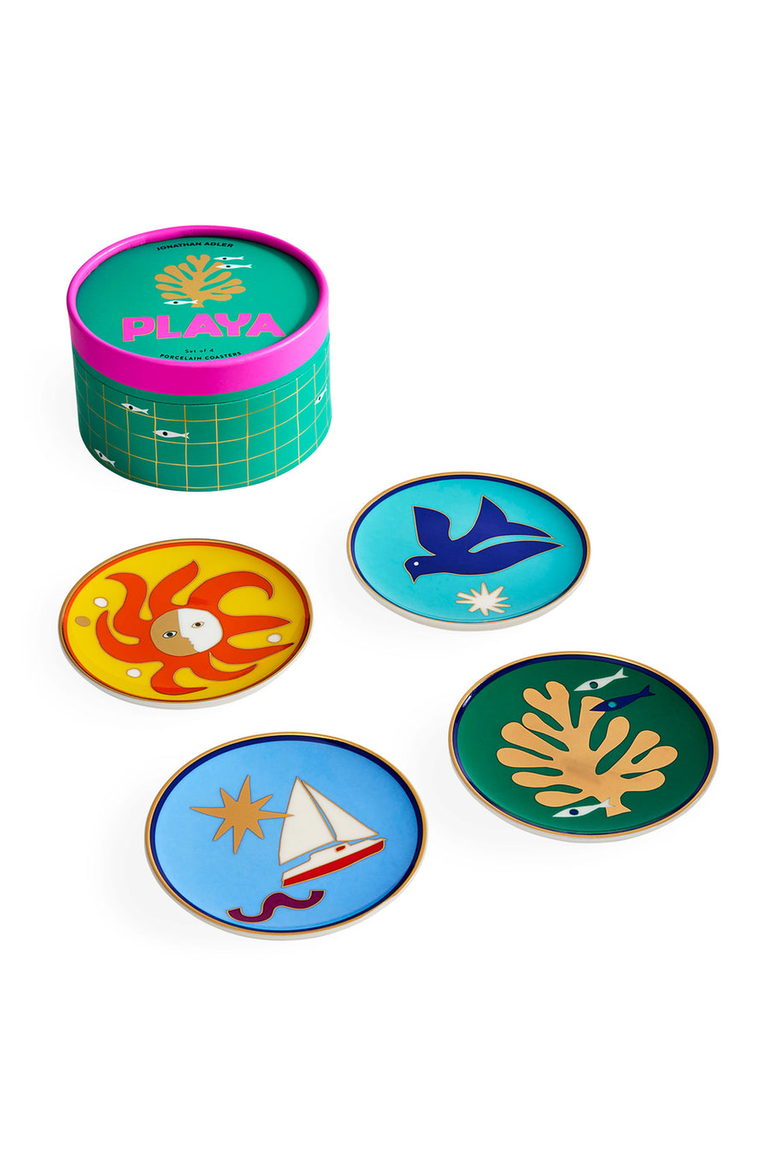 Playa Coaster Set, Alternate, color, Blue / Yellow / Green / Orange