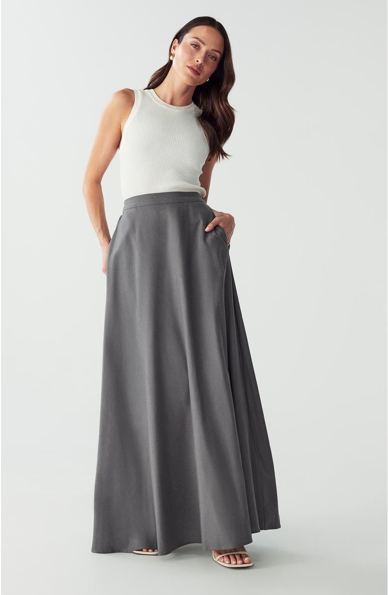 WILLA Isla Maxi Skirt, Main, color, Charcoal