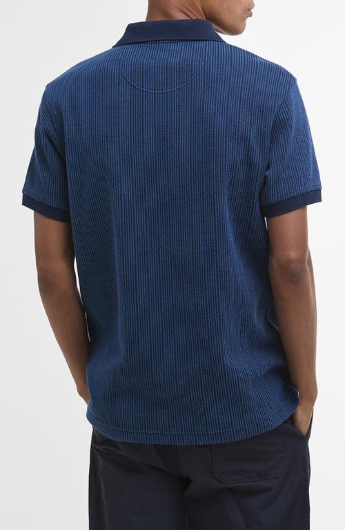 Barbour Harworth Textured Stripe Cotton Polo In Blue