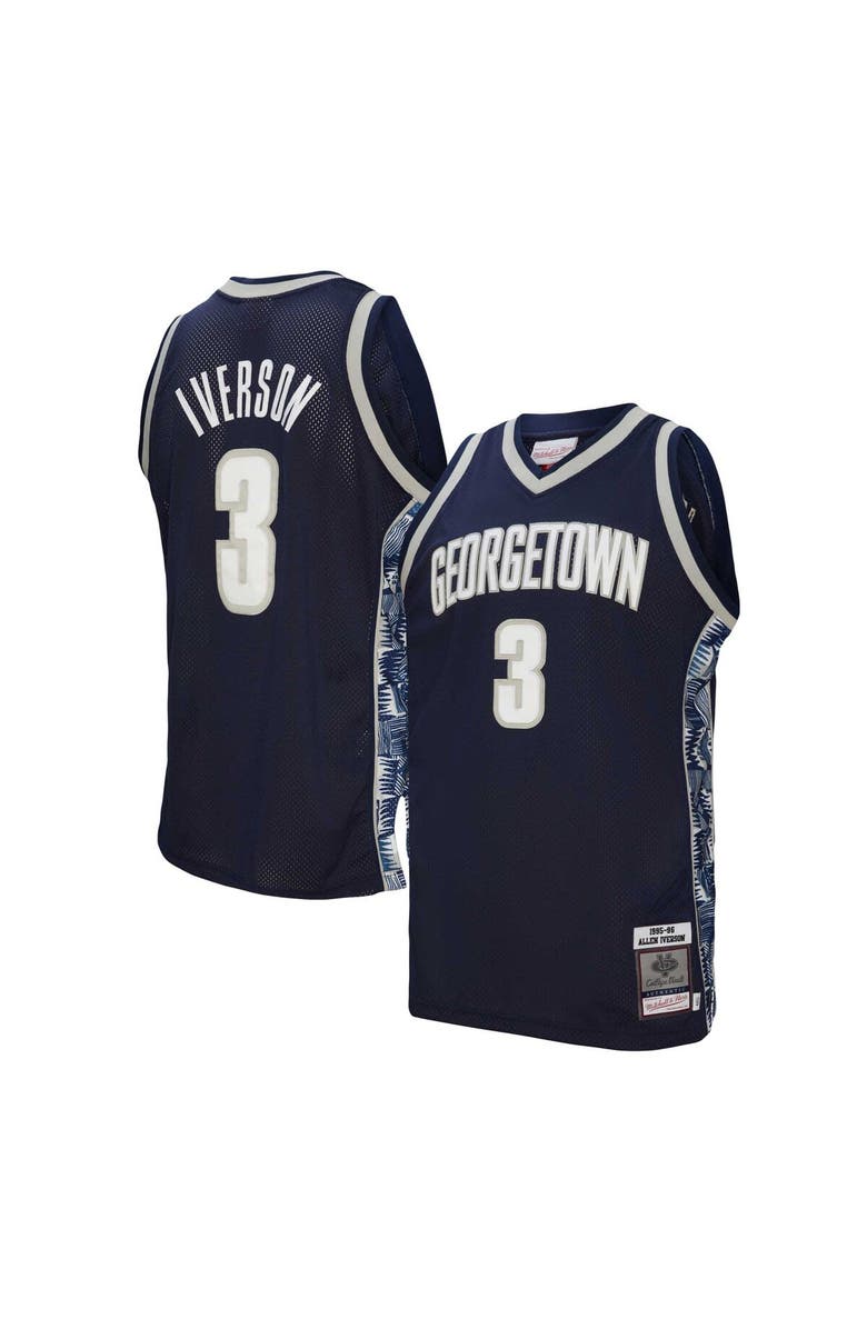 Mitchell & Ness Men's Mitchell & Ness Allen Iverson Navy Georgetown Hoyas 1995/96 Authentic Jersey, Main, color, 