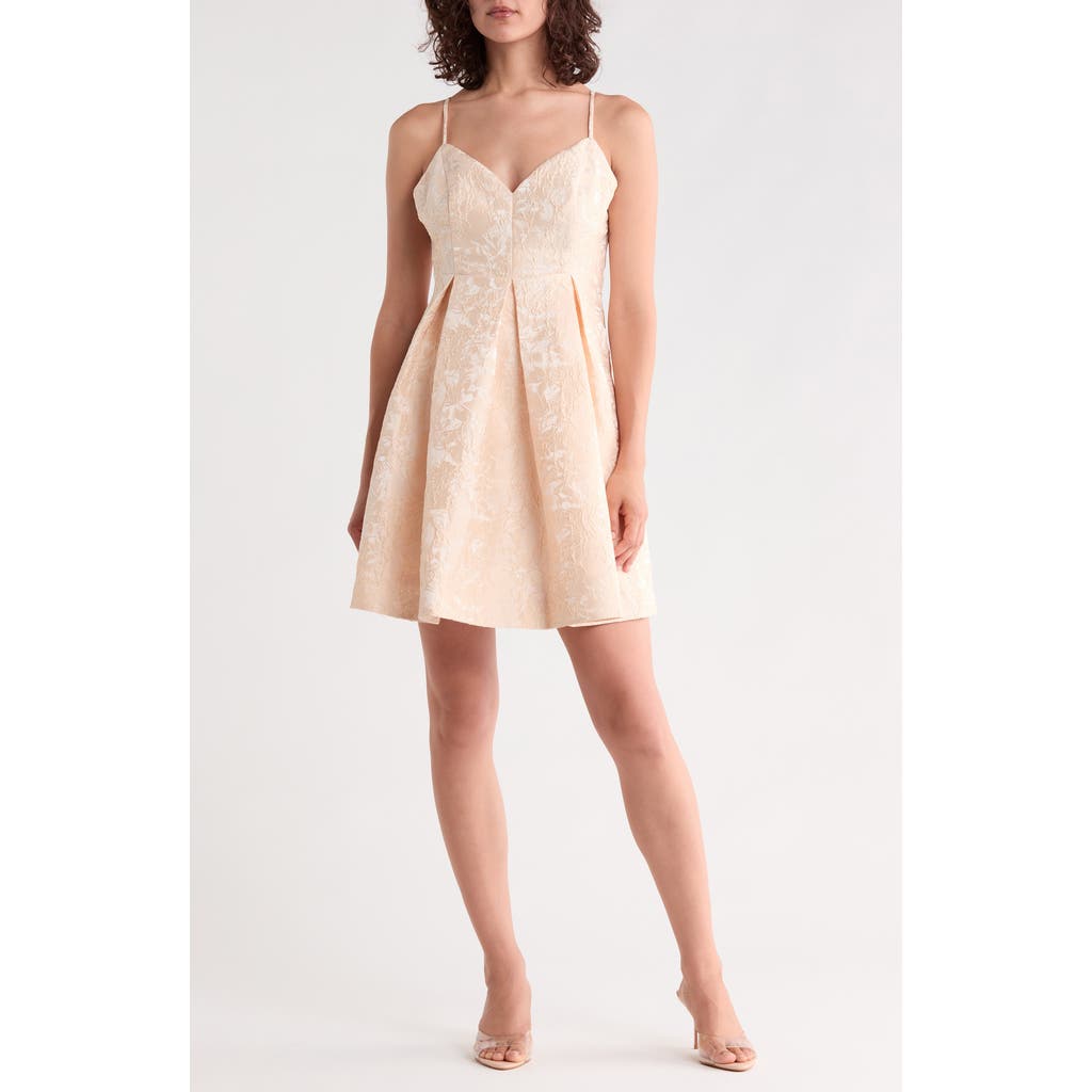 Chelsea28 Floral Jacquard Fit & Flare Minidress In Ivory Cream