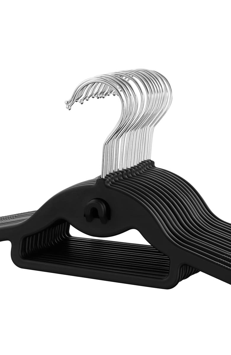 Elama Home 30 Piece Rubber Non Slip Hanger with Hanging Tab, Alternate, color, Black