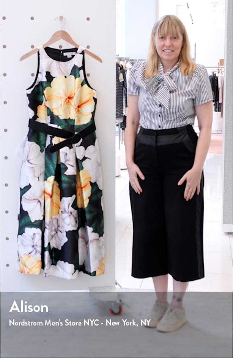 Floral Print Mikado Midi Cocktail Dress, sales video thumbnail