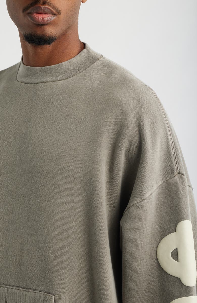 Fear of God Essentials '90s Graphic Crewneck Sweatshirt, Alternate, color, Washed Seal