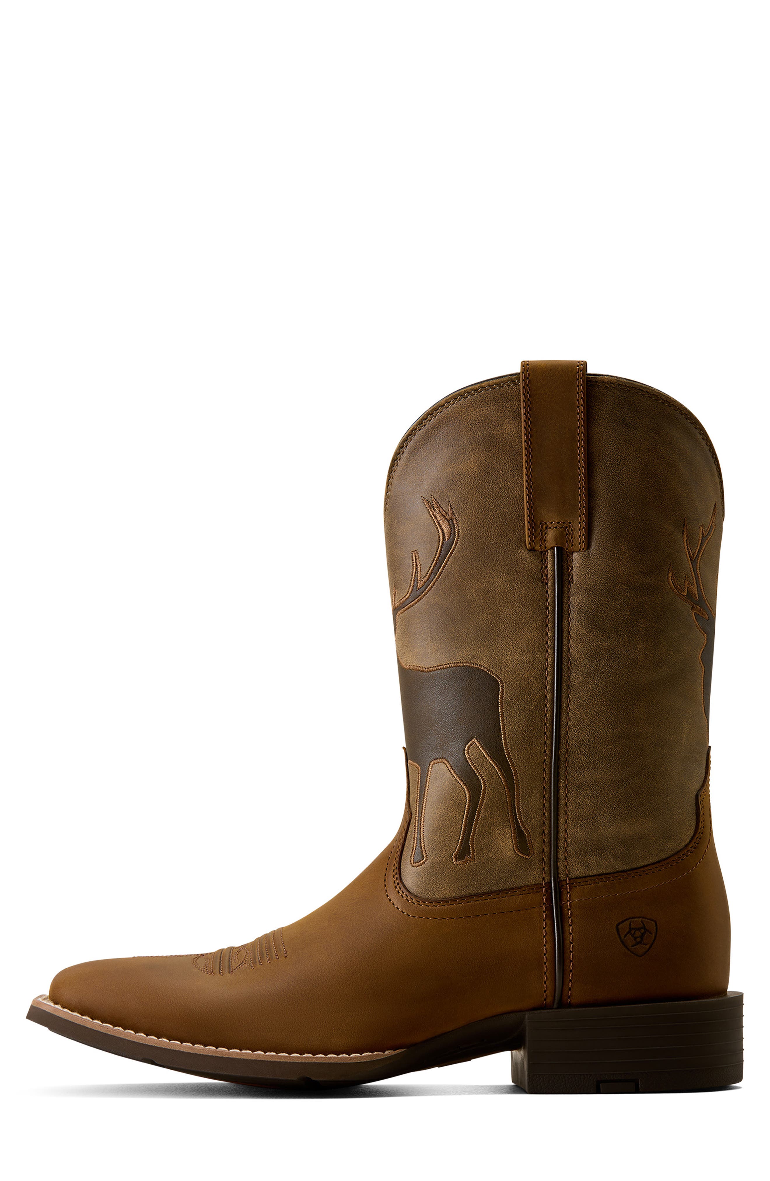 Sport Trail Cam Wide Square Toe Western Boot, Alternate, color, DISTRESSED BROWN