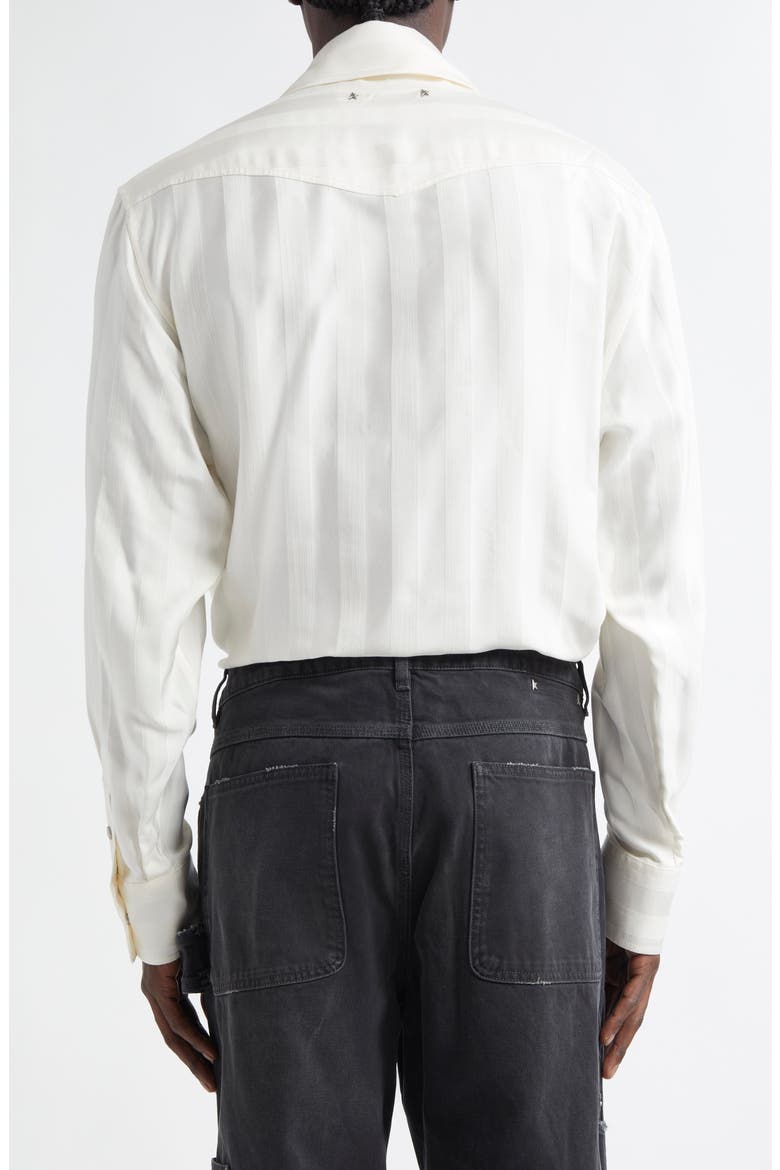 Vertical Stripe Oversize Pearl Snap Shirt, Alternate, color, PAPYRUS