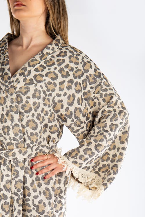 Forever & Always Shoes Calista Handmade Leopard Cotton Kimono In Neutral