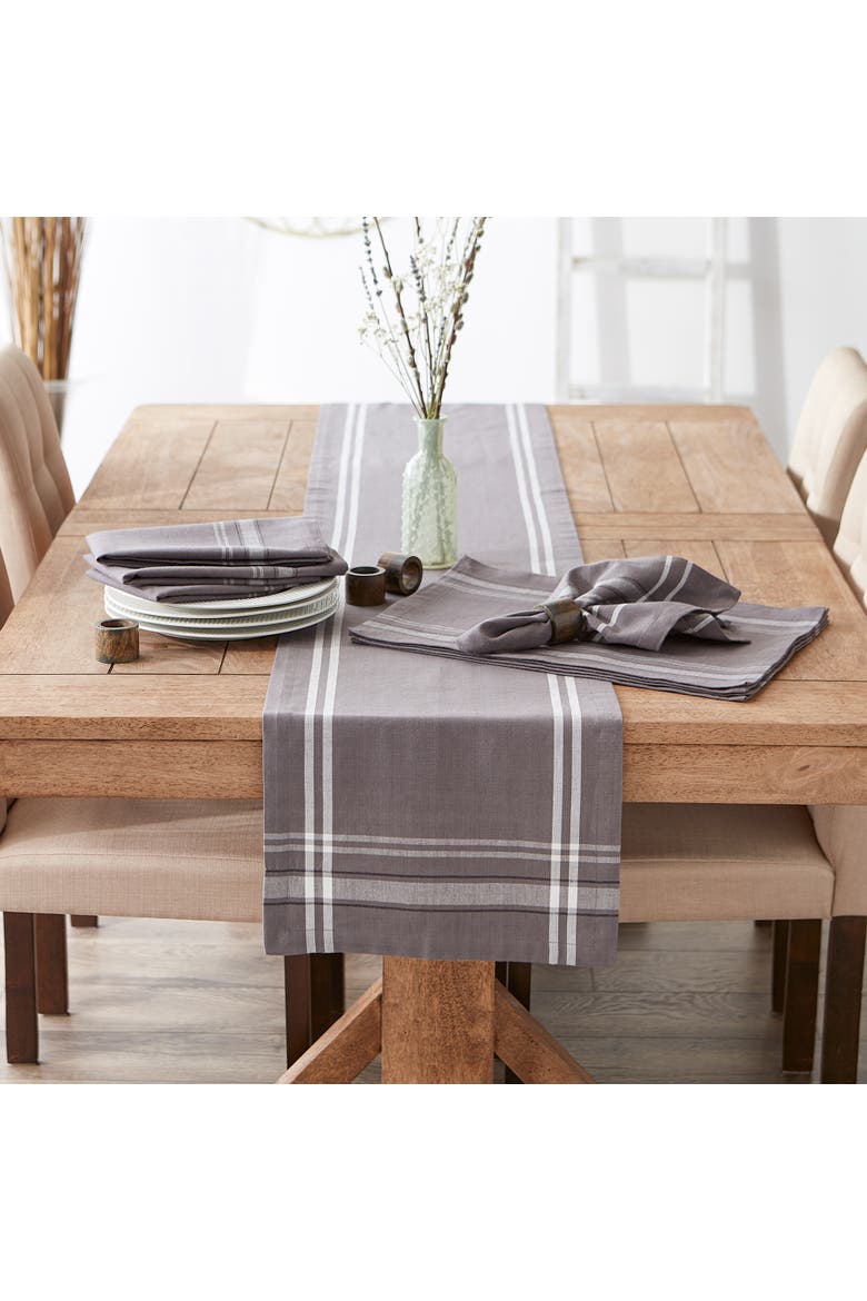 French Stripe Table Runner, Alternate, color, Grey