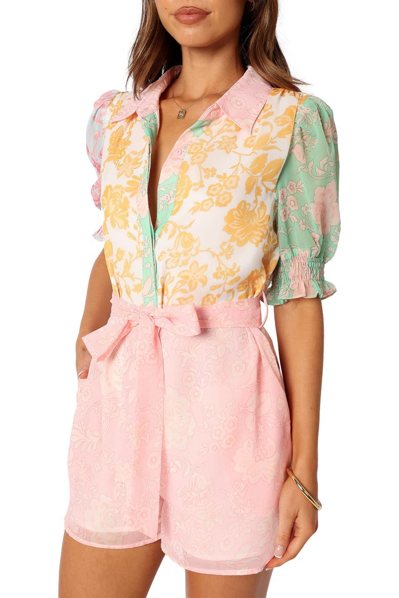 Polly Floral Print Romper, Alternate, color, PINK MULTI
