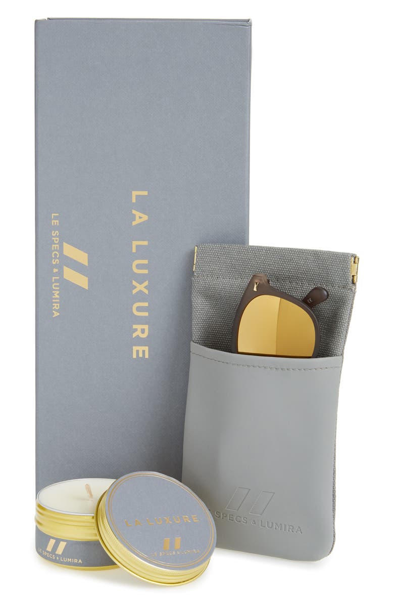 Le Specs x Lumira Bandwagon 51mm Sunglasses & Candle Gift Set, Alternate, color, 