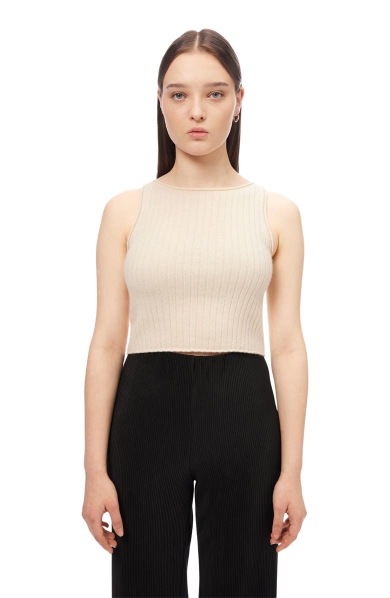 GOBI Mongolian Cashmere Cashmere Crop Top, Main, color, Off White
