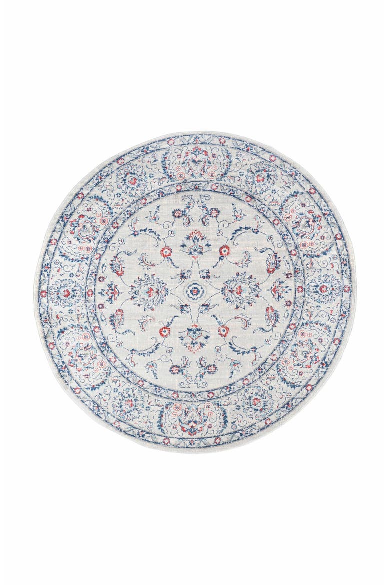 Modern Persian Vintage Round Area Rug, Main, color, Light Gray/Red