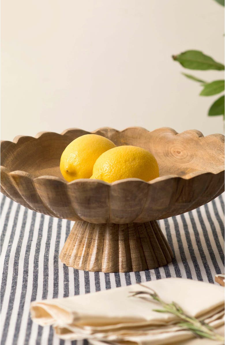 Mela Artisans Fluted Pedestal Bowl - Natural, Alternate, color, 